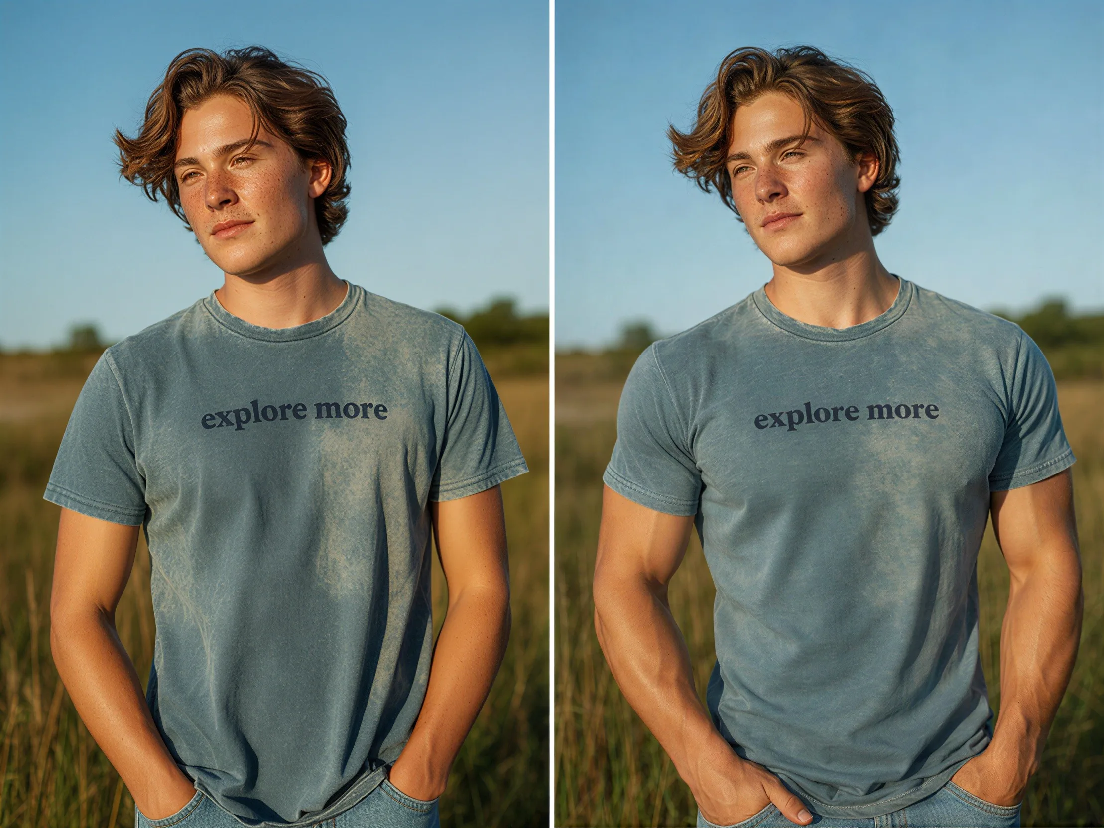 AI body editor male body reshape before after