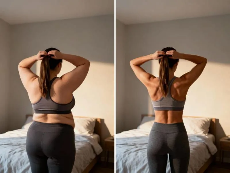 AI body editor female weight loss before after